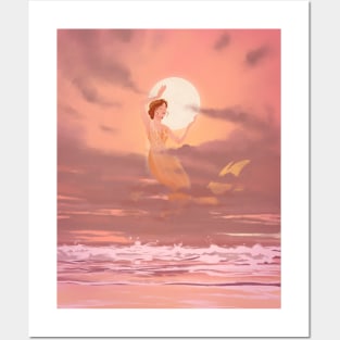 Moon Mermaid Posters and Art